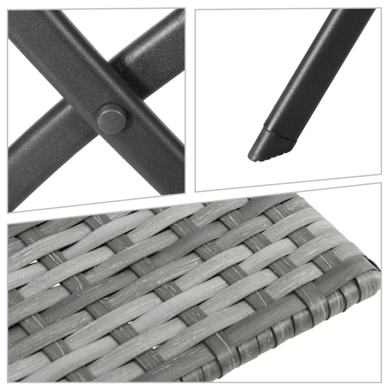 Grey 2 Seater Foldable Rattan Bistro Set With Square Table