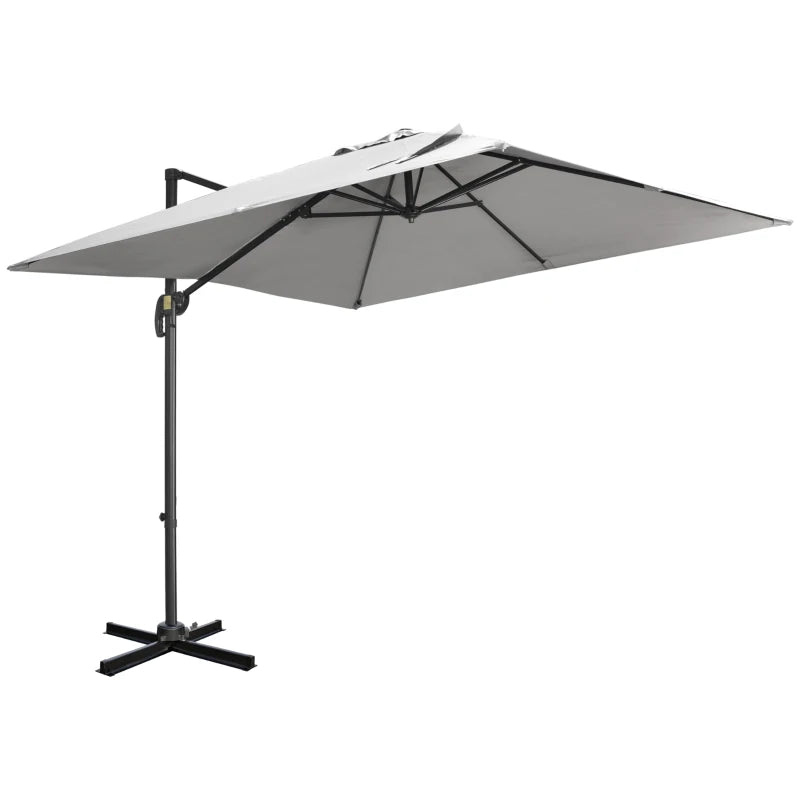Grey Square Parasol With Cross Base