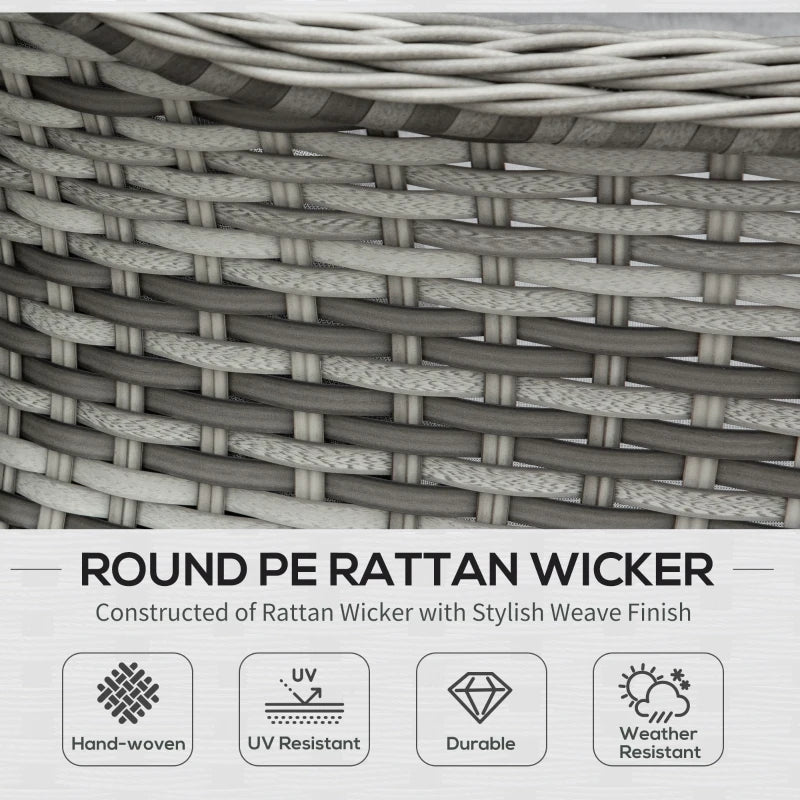 4 Pieces Outdoor PE Rattan Sofa Set with Glass Top Coffee Table, Mixed Grey