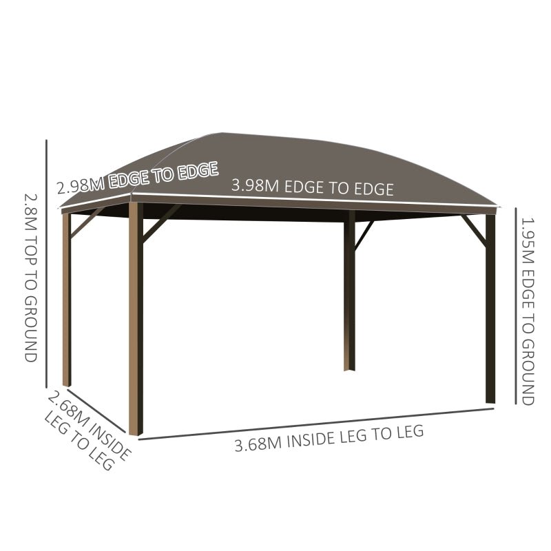Brown Steel Hardtop Gazebo With Curtains and Netting - Trade Warehouse