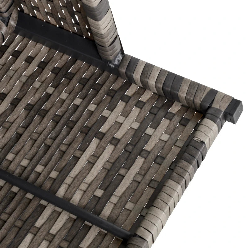 8 Piece Grey Half Round Rattan Sofa Set With 1 Umbrella Hole, Side Table and 2 Storage Tables