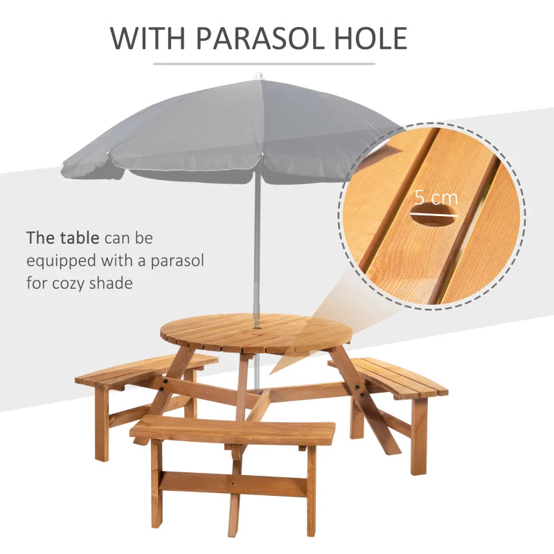 Wooden Pub Parasol Table and Bench Set