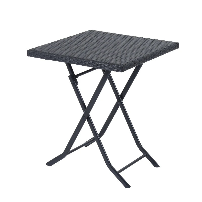 Black 2 Seater Foldable Rattan Bistro Set