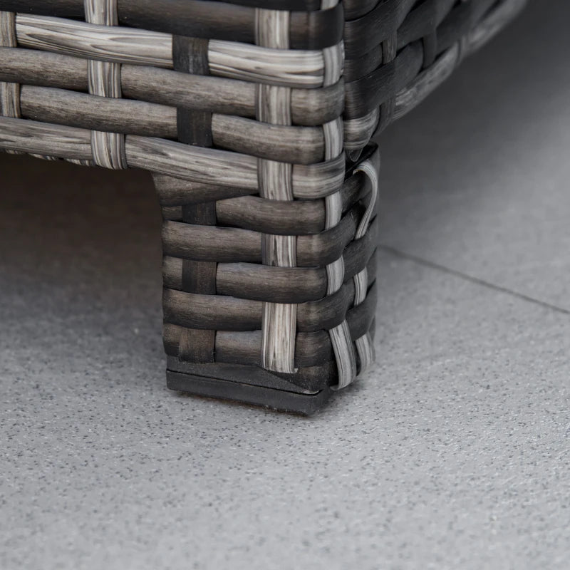 Dark Grey Rattan Footstool With Padded Grey Cushion - 50 x 50 x 35 cm