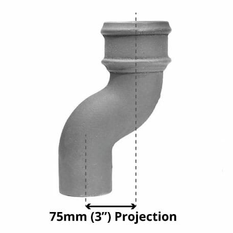 75mm (3") Cast Iron Downpipe Offset 75mm (3") Projection - Primed - Trade Warehouse