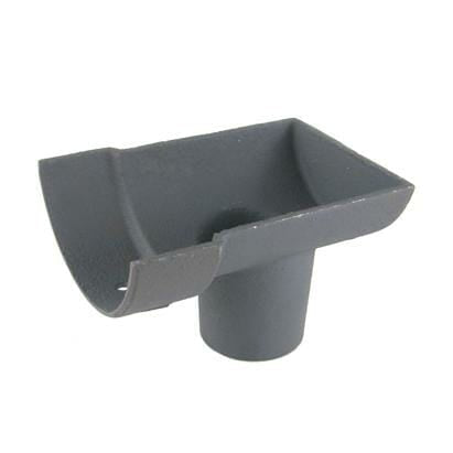 125mm (5") Half Round Cast Iron 75mm (3") Drop End Gutter Outlet - External - Primed - Trade Warehouse