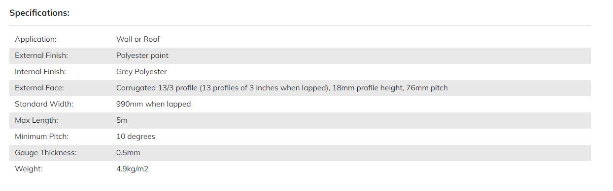Corrugated 13/3 Profile Polyester Paint Coated 0.5mm Metal Roof Sheet Slate Blue - Trade Warehouse