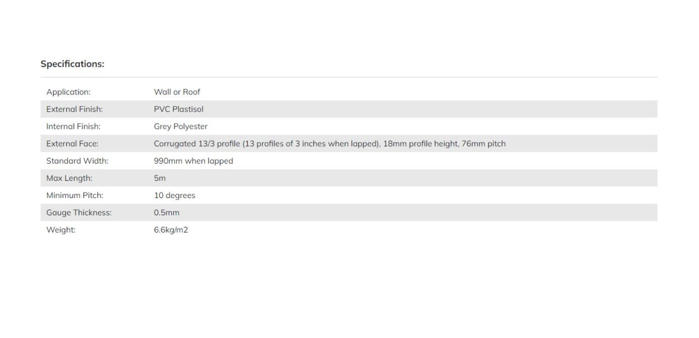 Corrugated 13/3 Profile PVC Plastisol Coated 0.5mm Metal Roof Sheet Juniper Green - Trade Warehouse