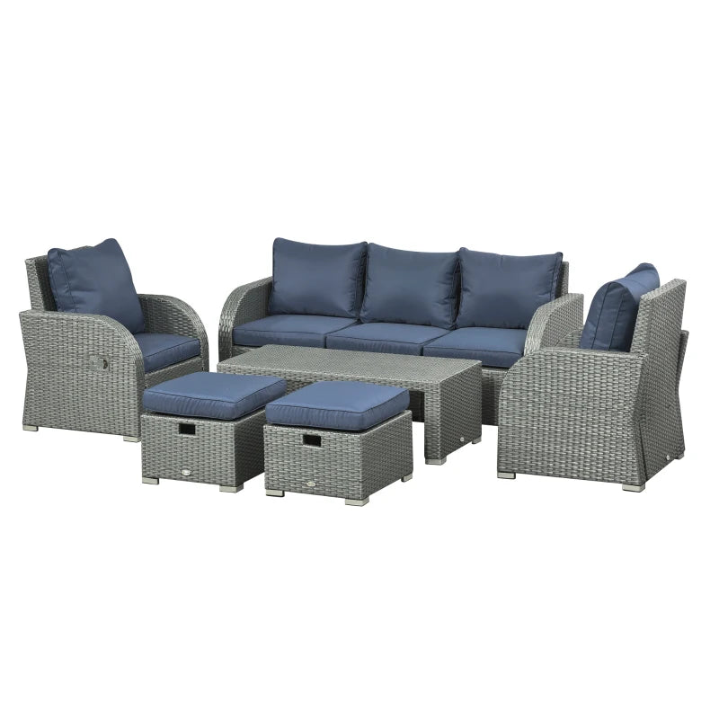 3-Seater Rattan Sofa With 2 Armchairs and 2 Footstools + Coffee Table