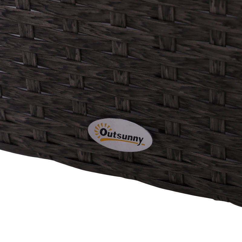 Dark Grey 5 Piece Rattan Set With 2 Armchairs, 2 Stool and Glass Top Table - Striped Grey Cushions