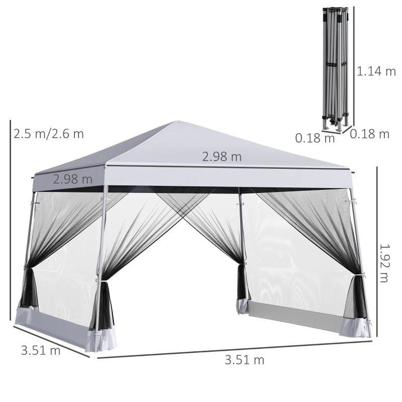 Wide Base Pop Up Gazebo With Mesh Screen Side Walls
