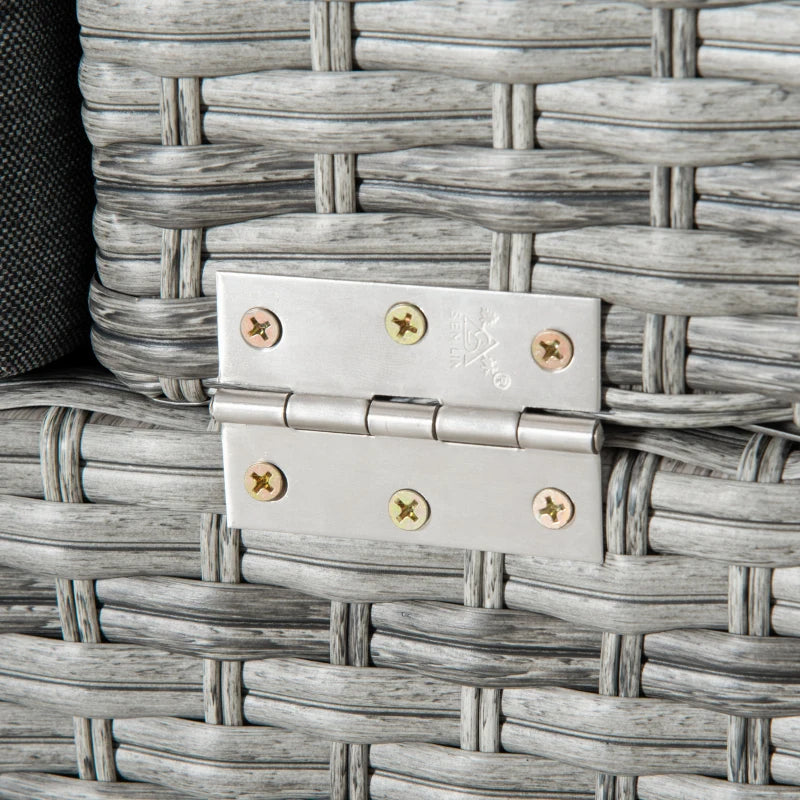 Mixed Grey 3 Piece Rattan Furniture Set with Double Chaise Lounge and Convertible Middle Table