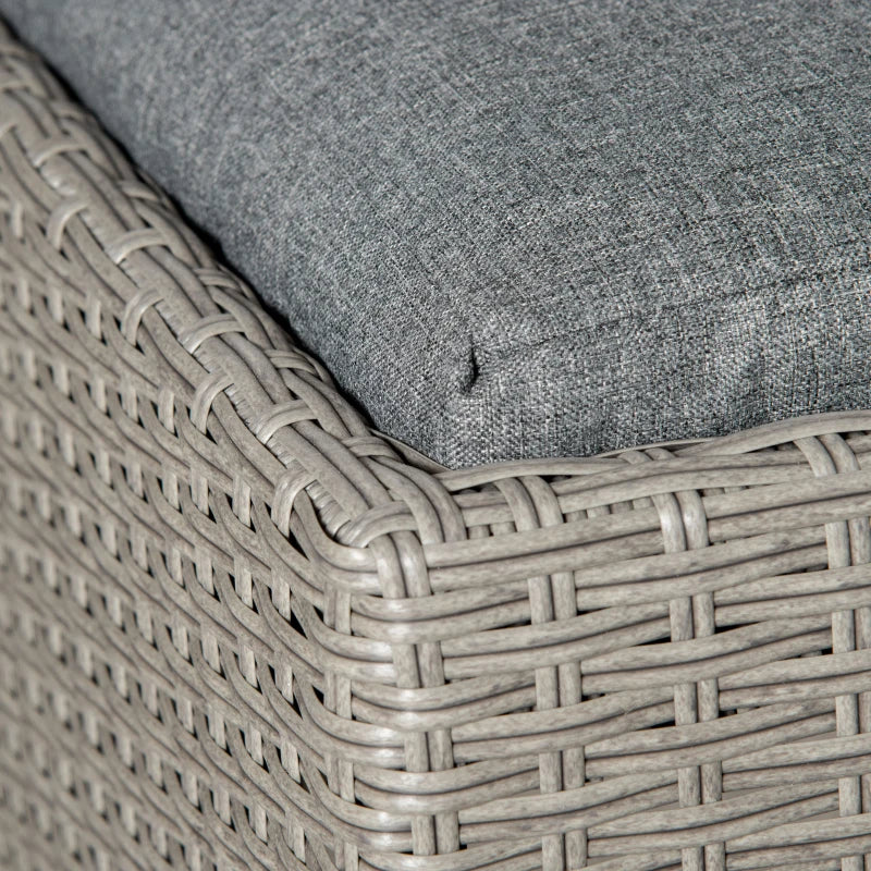 8 Piece Grey Rattan Sofa Set With Tempered Glass Coffee Table & Cushions