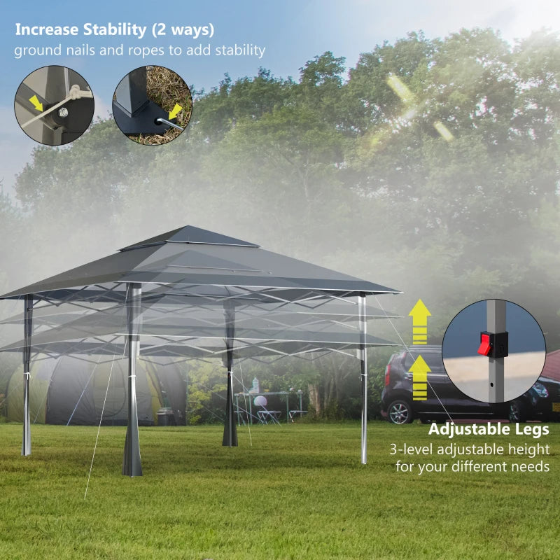 4m x 4m Dark Grey Pop-up Gazebo With Steel Frame