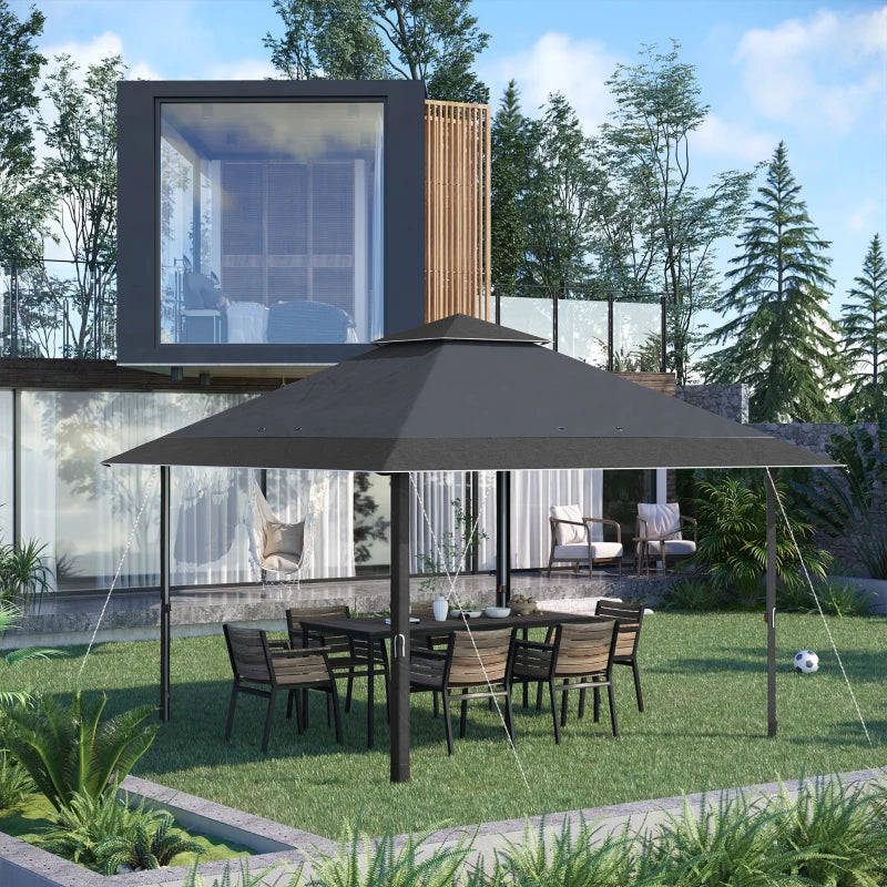 4m x 4m Pop-up Gazebo Double Roof Canopy with UV Proof, Roller Bag & Adjustable Legs