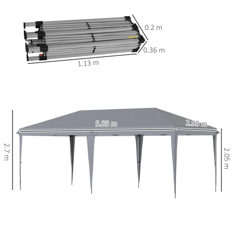 3m x 6m Grey Pop Up Gazebo With Carrying Bag