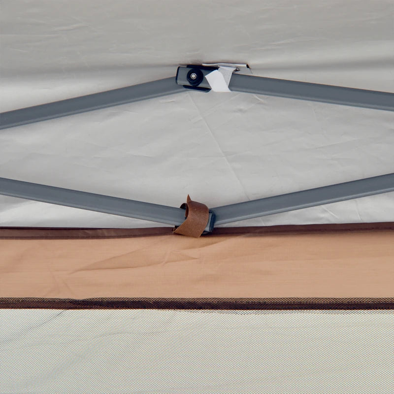 Brown 3m x 3.5m Hexagonal Pop Up Gazebo - Bag Included