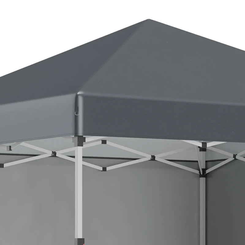 Dark Grey 3m x 3m Pop Up Gazebo with 2 Sidewalls, Leg Weight Bags and Carry Bag, Height Adjustable