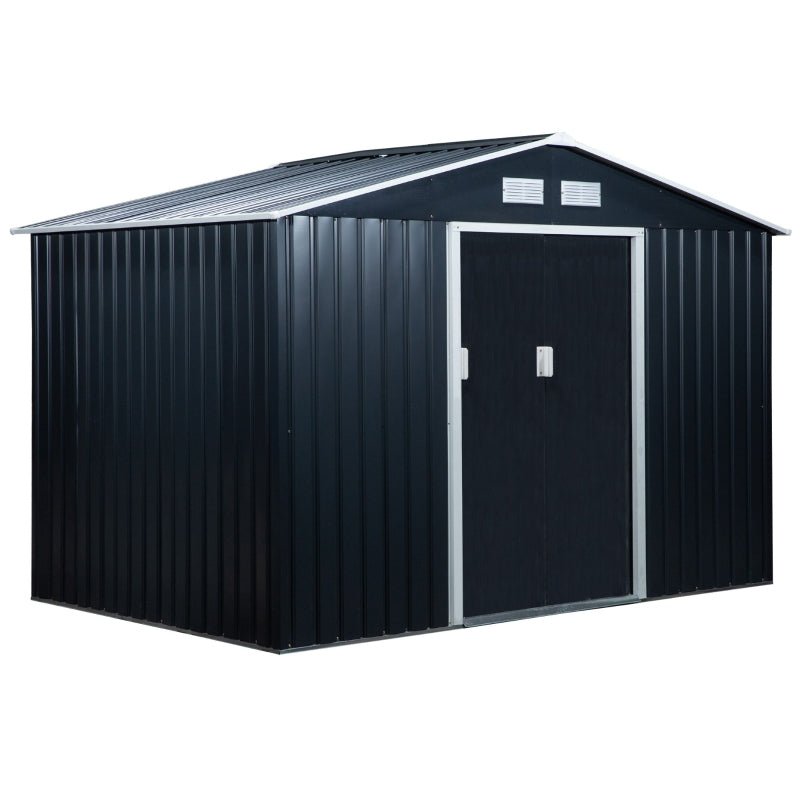 Dark Grey Metal Shed - 9ft x 6ft - With Ventilation - Trade Warehouse