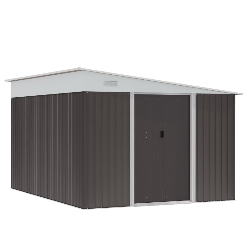 Dark Grey Metal Shed with Double Doors - Trade Warehouse