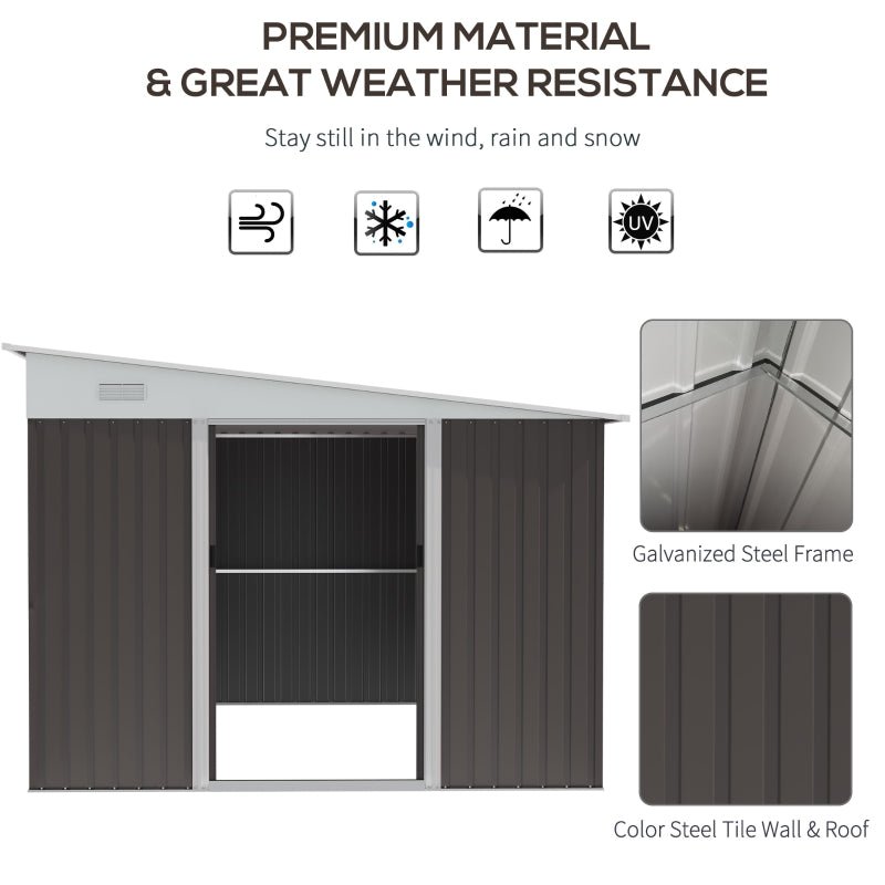 Dark Grey Metal Shed with Double Doors - Trade Warehouse