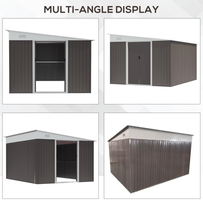 Dark Grey Metal Shed with Double Doors - Trade Warehouse