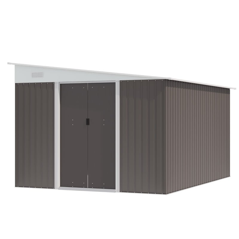 Dark Grey Metal Shed with Double Doors - Trade Warehouse