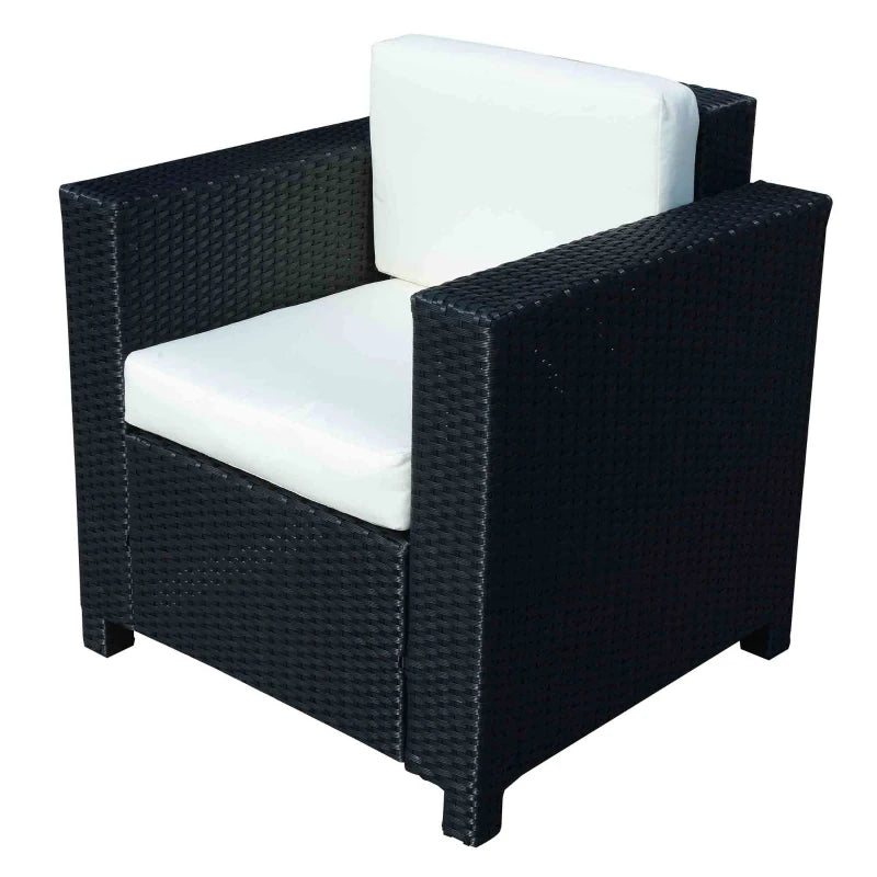 Black Single Seater Rattan Armchair with Armrests