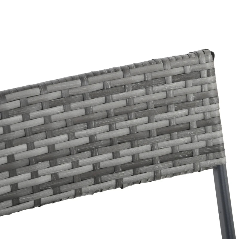 Light Grey Rattan Bistro Set With Foldable Table and Chairs