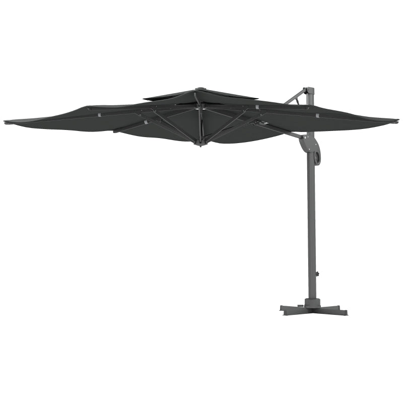 Grey 3m Cantilever Parasol with Hydraulic Mechanism - Dual Vented