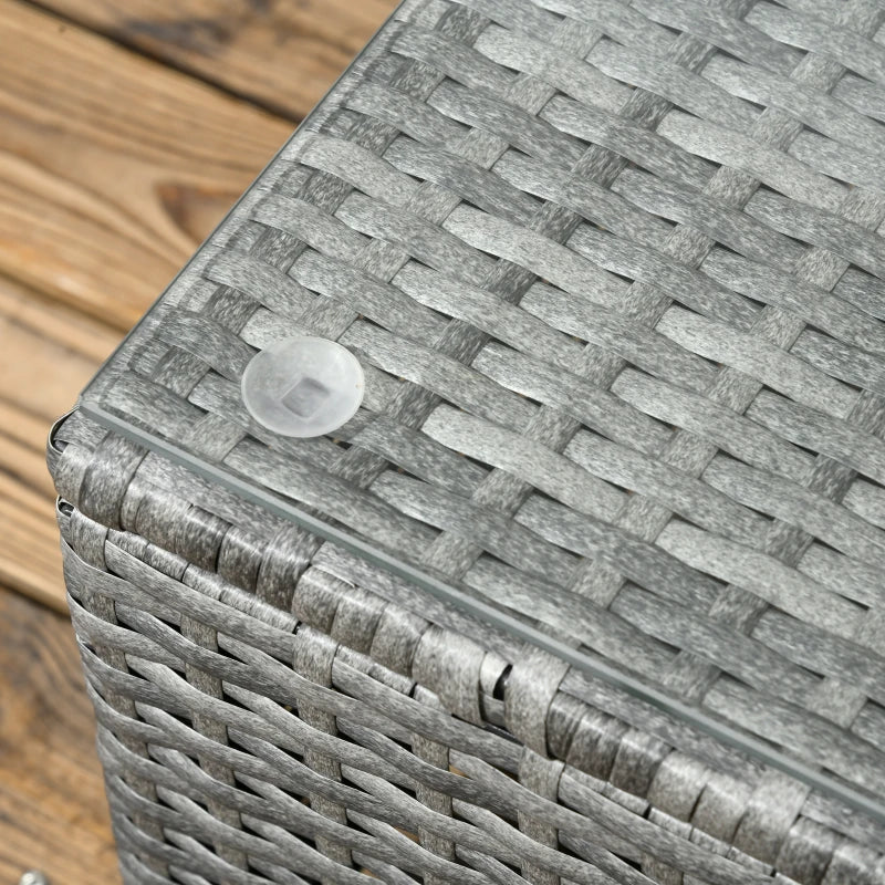 Grey 4 Seater Rattan Corner Sofa With Coffee Table and Thick Cushions