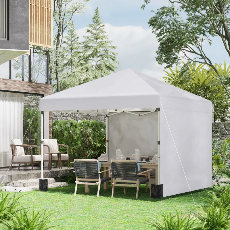 3m x 3m White Pop Up Gazebo with 2 Sidewalls