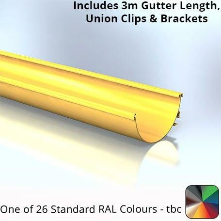 120x60mm Aluminium Aqualine Half Round Gutter Assemblies - One of 26 Standard Matt RAL colours TBC