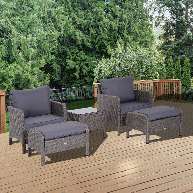 Grey 2-Seater Rattan Furniture Set With Steel Frame