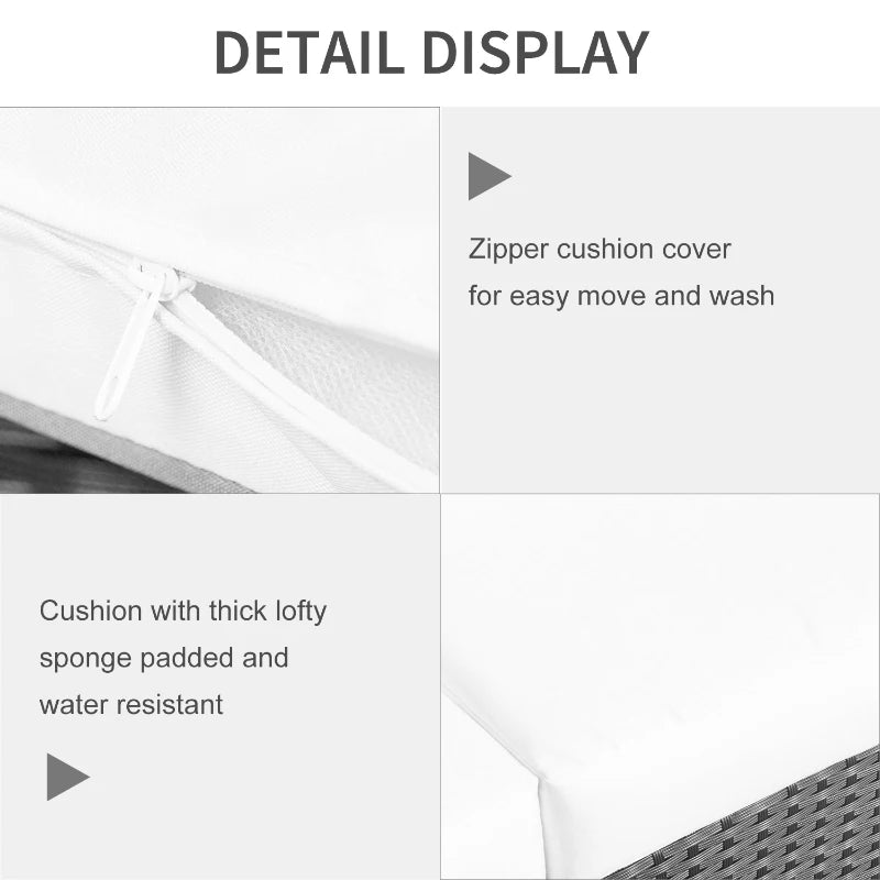 Black 3 Seater Rattan Sofa with Fire Resistant Cushion