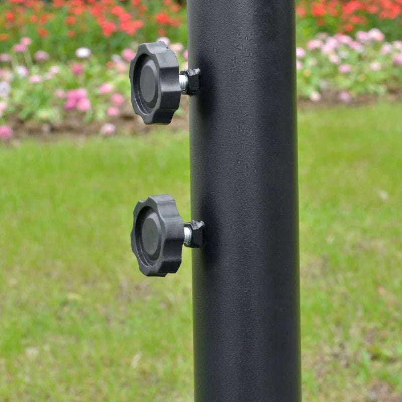 Black 3m Parasol With LED Solar Lights