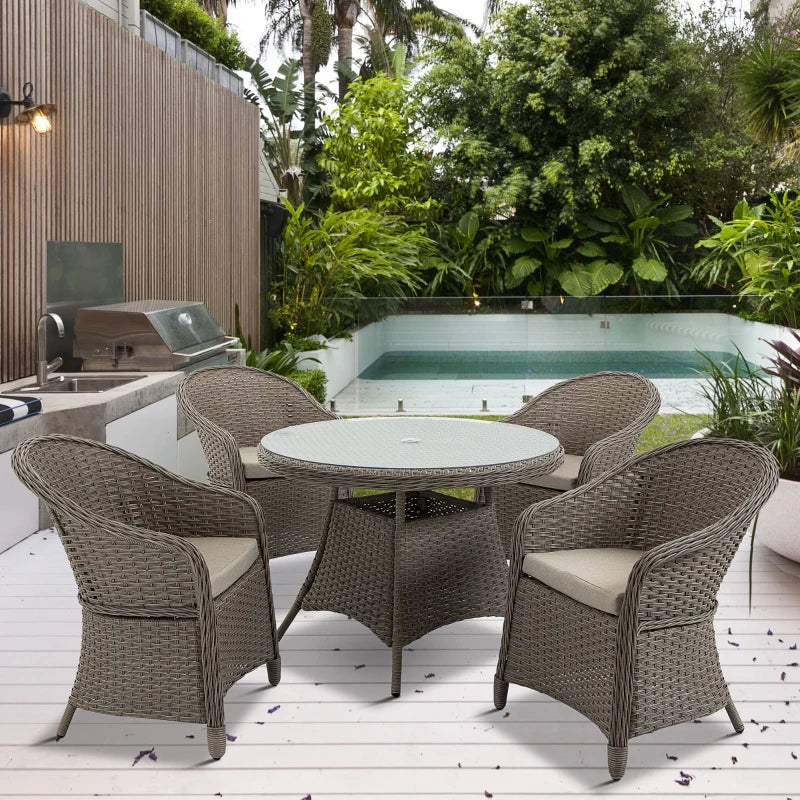 Luxury 4 Seater Rattan Dining Set With Curved Armchairs