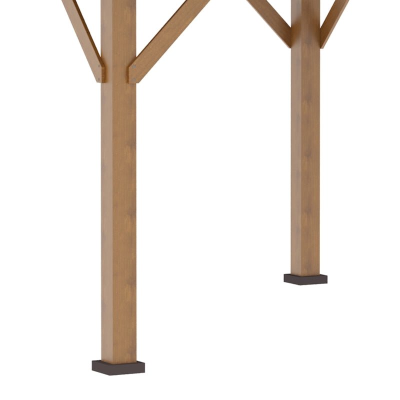 Fir Wood 3.5 x 3.5m Grey Patio Shelter: Two-tier Metal Roof Hardtop Gazebo Canopy - Trade Warehouse