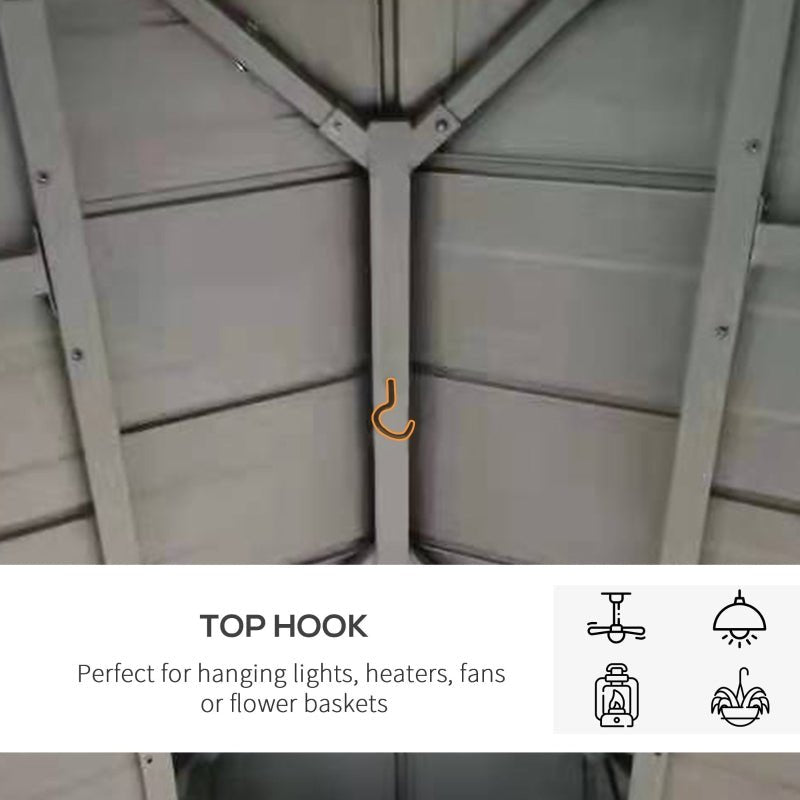 Fir Wood 3.5 x 3.5m Grey Patio Shelter: Two-tier Metal Roof Hardtop Gazebo Canopy - Trade Warehouse