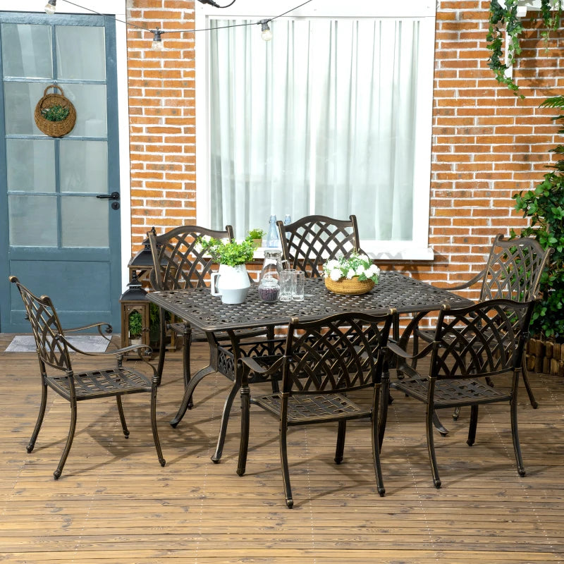 Bronze 7 Piece Cast Aluminium Patio Furniture Set