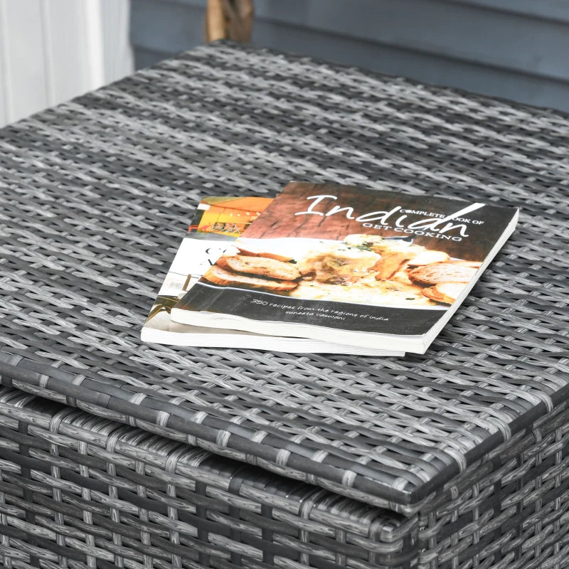 x2 Mixed Grey Rattan Sofas With Grey Cushions and Table Set with Side Storage - For Corner & Patio