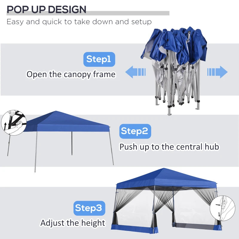 Wide Based Blue Pop-up Gazebo Canopy
