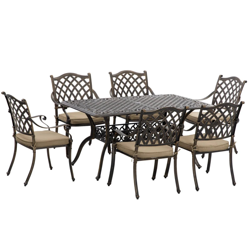 Bronze 7 Piece Cast Aluminium Patio Furniture Set