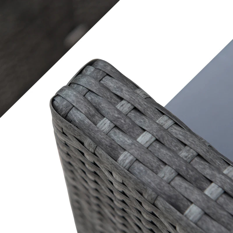 4 Piece Rattan Furniture Set with Cushions, Loveseat, 2 Armchairs and Glass Top Coffee Table