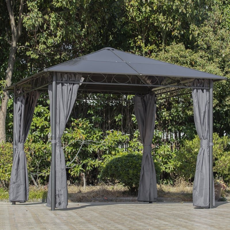 Grey 3 x 3m Hardtop Gazebo with UV Resistant Polycarbonate Roof - Trade Warehouse