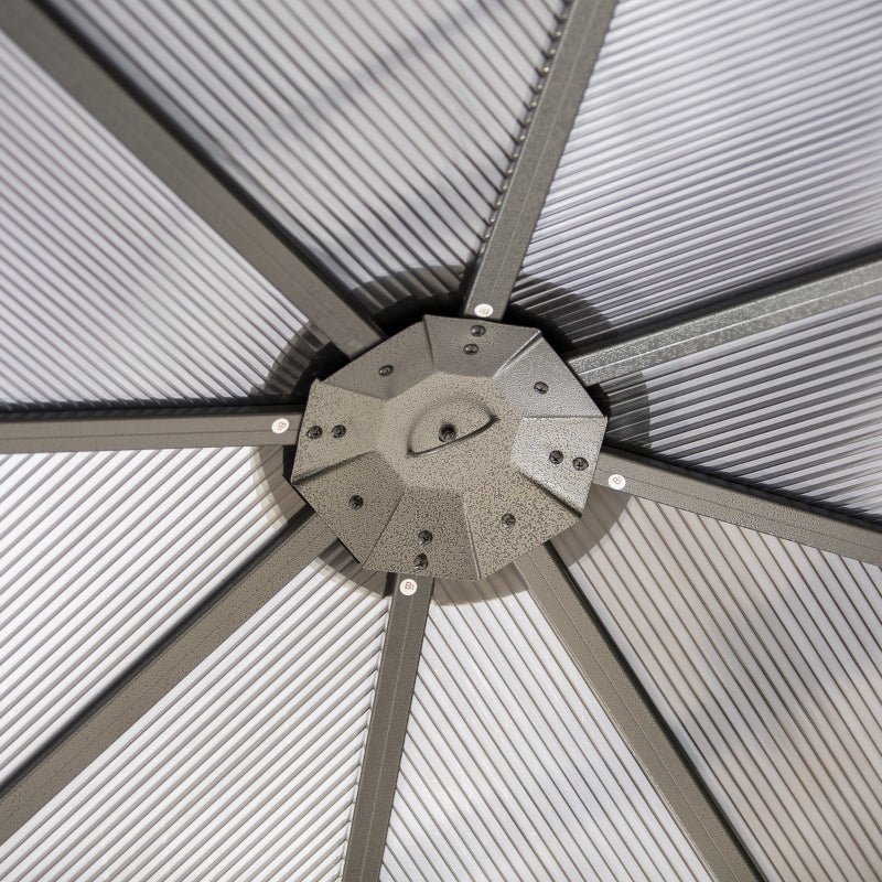 Grey 3 x 3m Hardtop Gazebo with UV Resistant Polycarbonate Roof - Trade Warehouse
