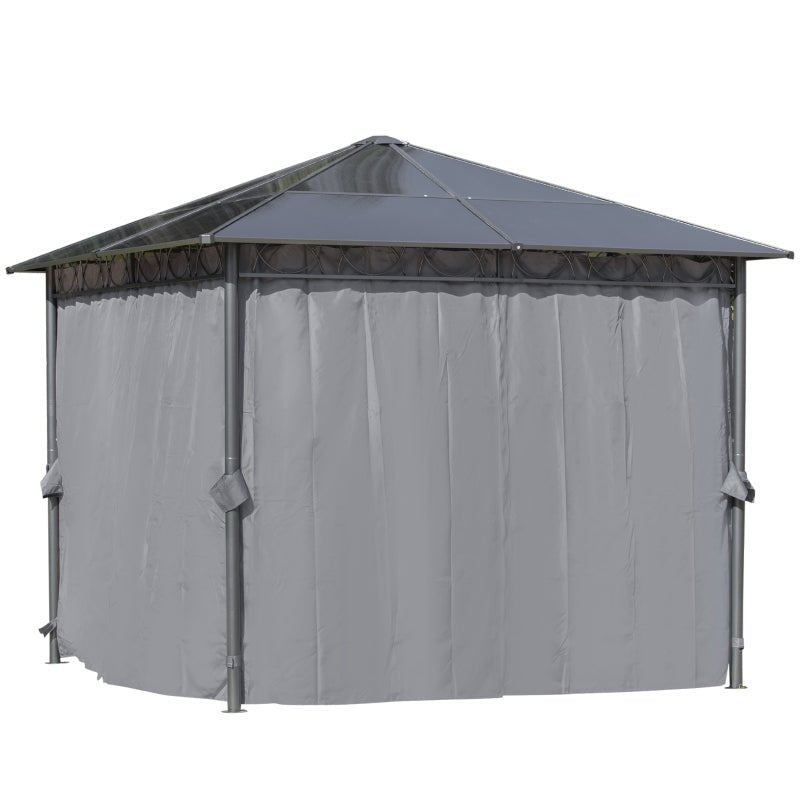 Grey 3 x 3m Hardtop Gazebo with UV Resistant Polycarbonate Roof - Trade Warehouse