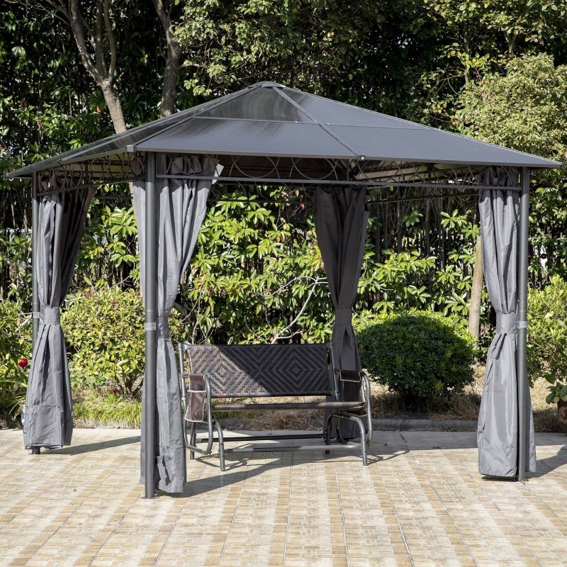 Grey 3 x 3m Hardtop Gazebo with UV Resistant Polycarbonate Roof - Trade Warehouse