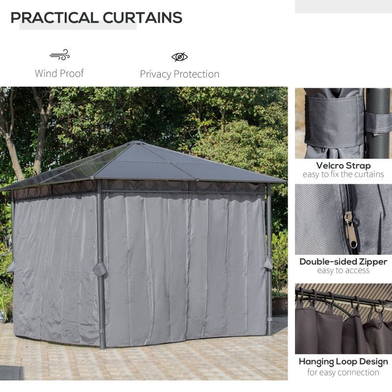 Grey 3 x 3m Hardtop Gazebo with UV Resistant Polycarbonate Roof - Trade Warehouse