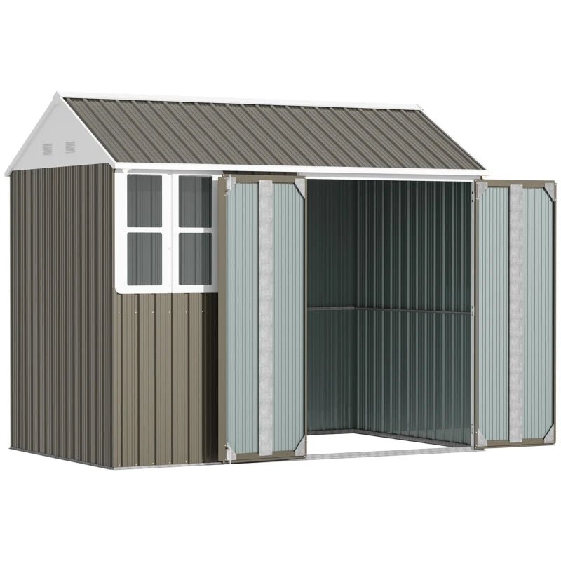 Grey and White Corrugated Shed With Window - Trade Warehouse